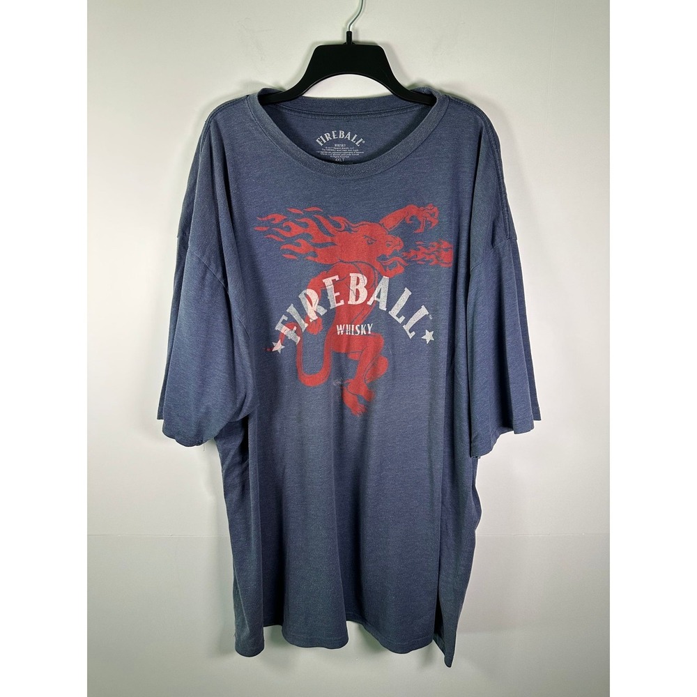 Fireball Whisky T-Shirt Mens 4XLT Graphic Flame Logo Blue Red Cotton Blend